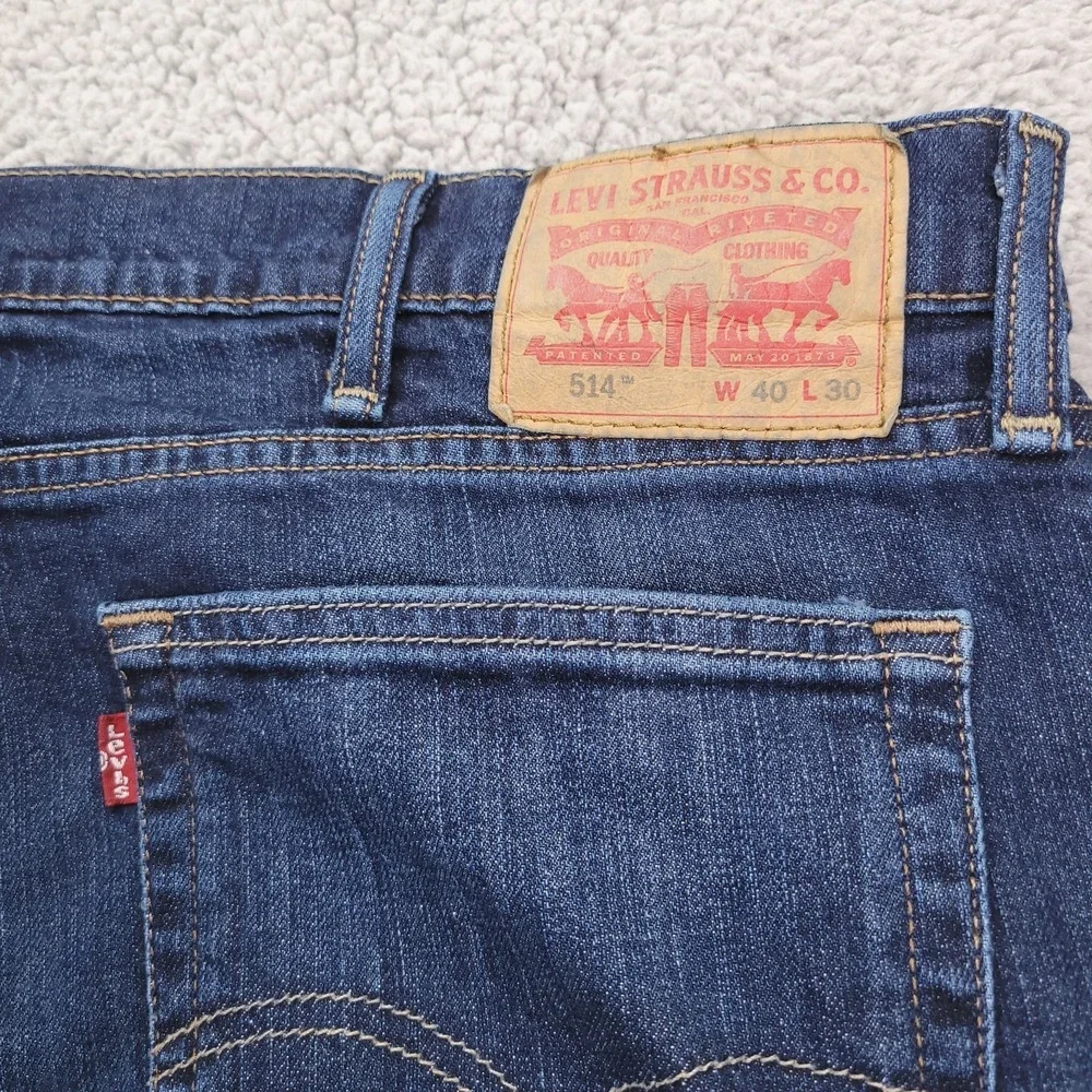 LEVIS 514 Jeans Mens Size 40x30 Straight Fit Dark Wash Low Stretch Denim